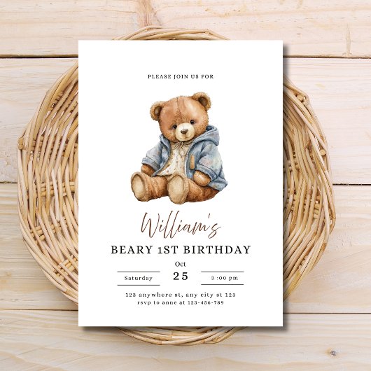 Teddy Bear Boy Birthday Party Beary 1st Birthday