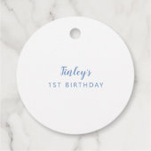 Teddy Bear Boy Birthday Party Blue Bedankjes Labels (Achterkant)