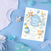 Teddy Bear Boy Blue Baby shower Kaart