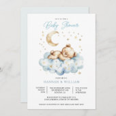 Teddy Bear Boy Blue Baby Shower  Kaart (Voorkant / Achterkant)