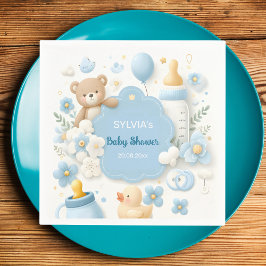 Teddy Bear Boy Blue Baby shower Servet