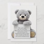 Teddy Bear Boy Blue Barly Wait Baby shower Kaart (Achterkant)