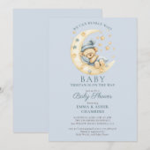 Teddy Bear Boy Blue Barly Wait Baby shower Kaart (Voorkant / Achterkant)