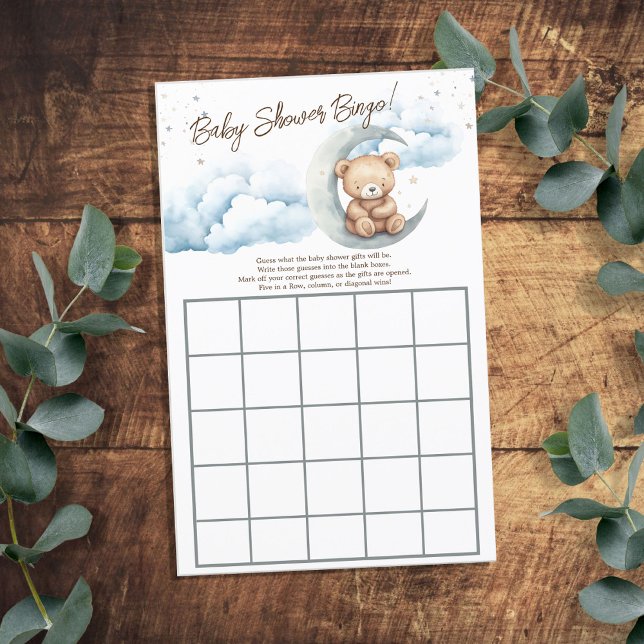 Teddy Bear Boy Blue Moon Baby shower (Creator heeft geüpload)