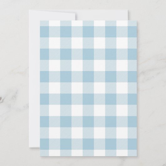 Teddy Bear Boy Blue Plaid Arch Baby shower Kaart (Achterkant)