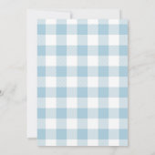 Teddy Bear Boy Blue Plaid Baby shower Invitatio Kaart (Achterkant)