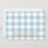Teddy Bear Boy Blue Plaid Pastel Baby shower Kaart (Achterkant)