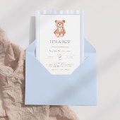 Teddy Bear Boy Classic Baby shower Invitation Kaart