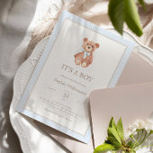 Teddy Bear Boy Classic Baby shower Invitation Kaart