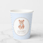 Teddy Bear Boy Classic Baby shower Party Papieren Bekers (Achterkant)