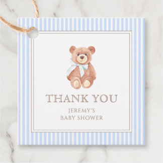 Teddy Bear Boy Classic Bedankt Baby shower Bedankjes Labels