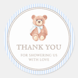 Teddy Bear Boy Classic Bedankt Baby shower Ronde Sticker