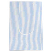 Teddy Bear Boy Classic Blue Stripe Baby shower Medium Cadeauzakje (Achterkant)