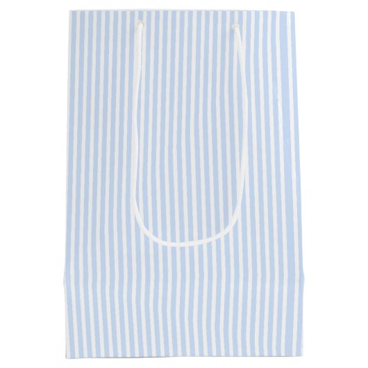Teddy Bear Boy Classic Blue Stripe Baby shower Medium Cadeauzakje (Achterkant)