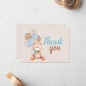 Teddy Bear Boy Dank je Nota Kaart Notitiekaartje (Voorkant / Achterkant in situ)