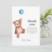 Teddy Bear Boy eerste verjaardag bedankkaart (Staand voorkant)