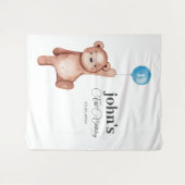 Teddy Bear Boy eerste verjaardag Wandkleed (Voorkant (horizontaal))