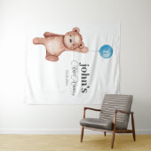 Teddy Bear Boy eerste verjaardag Wandkleed (In Situ (horizontaal))