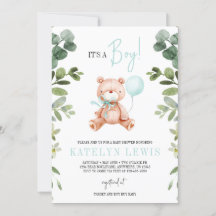 Teddy Bear Boy Greenery Baby shower