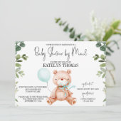 Teddy Bear Boy Greenery Baby shower van Mail Kaart (Staand voorkant)