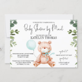 Teddy Bear Boy Greenery Baby shower van Mail Kaart