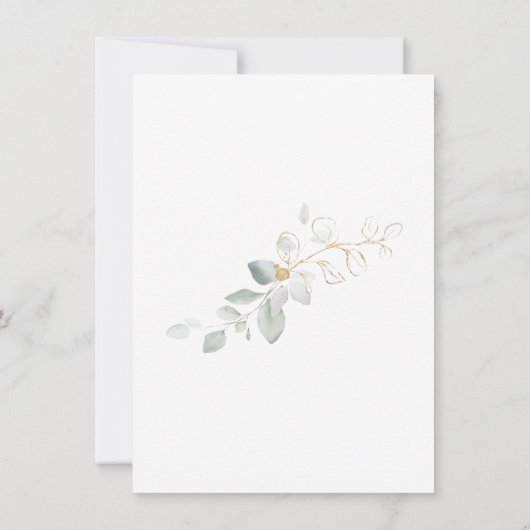 Teddy Bear Boy, Greenery Foliage Baby shower Kaart (Achterkant)