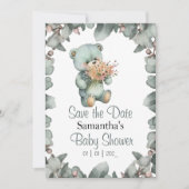 Teddy Bear Boy Groen Baby shower Kaart (Voorkant)