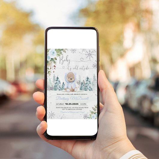 Teddy Bear Boy Het is koud buiten Baby shower Kaart