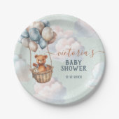 Teddy Bear Boy Hete Luchtballon Baby shower Papieren Bordje (Voorkant)