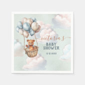 Teddy Bear Boy Hete Luchtballon Baby shower Servet (Voorkant)