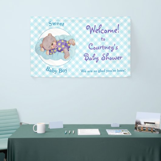 Teddy Bear Boy Sleeping Baby shower Spandoek (Beurs)