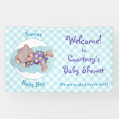 Teddy Bear Boy Sleeping Baby shower Spandoek (Horizontaal)