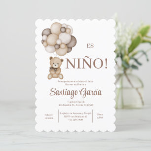 Teddy Bear Boy Spaanse uitnodiging