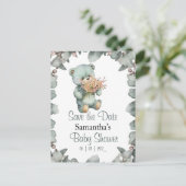 Teddy Bear Boy Waterverf Baby shower Briefkaart (Staand voorkant)