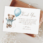 Teddy Bear Boys Baby shower Bedankkaart