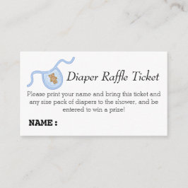 Teddy Bear Boys Baby shower Luier Raffle Ticket Informatiekaartje