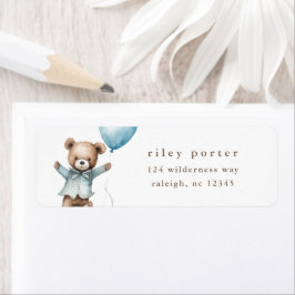 Teddy Bear Boys Baby shower retouradres Etiket