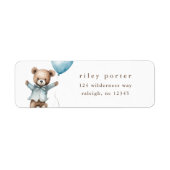 Teddy Bear Boys Baby shower retouradres Etiket (Voorkant)