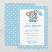 Teddy Bear Boys Blue Baby shower Kaart (Voorkant / Achterkant)