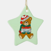 Teddy Bear Boys kerstversiering Keramisch Ornament (Rechts)