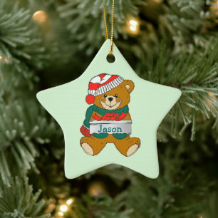 Teddy Bear Boys kerstversiering Keramisch Ornament