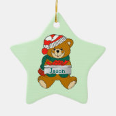 Teddy Bear Boys kerstversiering Keramisch Ornament (Voorkant)