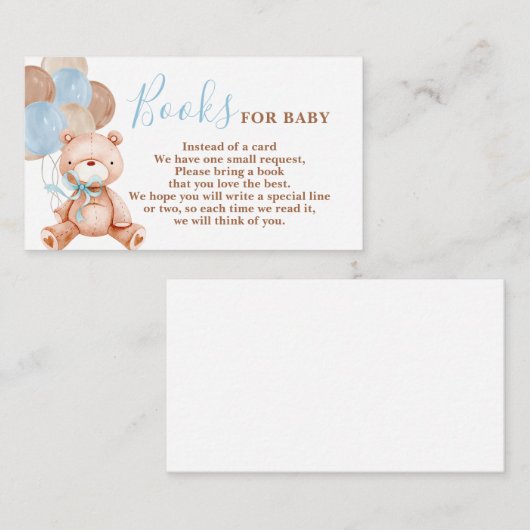 Teddy Bear Breng een Boek Kaart (Voorkant / Achterkant)