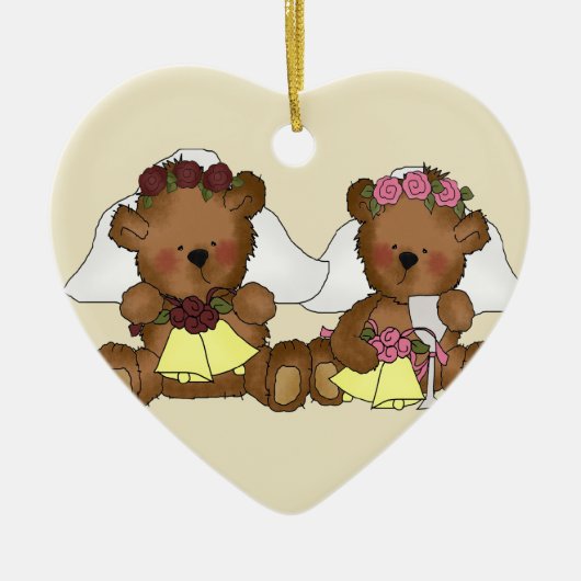Teddy Bear Brides Wedding Keramisch Ornament (Voorkant)