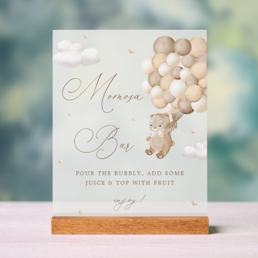 Teddy Bear Brown Baby shower Mimosa Bar Acryl Bord (Neutraal)
