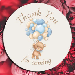 Teddy Bear Brown Balloons Dank u Ronde Sticker