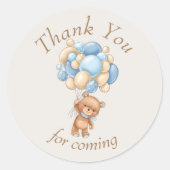 Teddy Bear Brown Balloons Dank u Ronde Sticker (Voorkant)