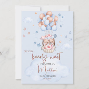 Teddy Bear Brown en Blue Baby shower Kaart