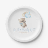 Teddy Bear Brown en Blue Baby shower Paper Bord (Voorkant)