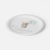 Teddy Bear Brown en Blue Baby shower Paper Bord (Gekanteld)